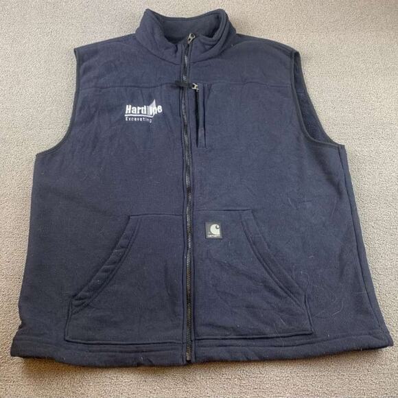 Carhartt Men's Size XXL Dark Blue Fleece Vest Full Zip Workwear Pocket - Picture 1 of 9